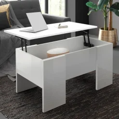 Tavolino basso contenitore in Bianco lucido