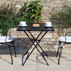 Tavolino da Esterno Stresa70x70 cm Pieghevole in Ferro Nero