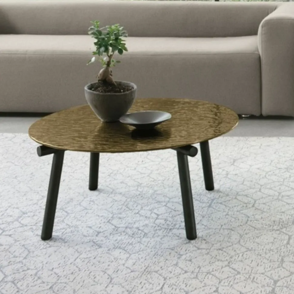 Tavolino da salotto con piano in vetro o gres Kyoto disponibile in vari colori