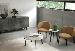 Tavolino da salotto con piano in vetro o gres Kyoto disponibile in vari colori