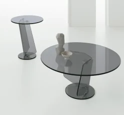 Tavolino da salotto in vetro curvato trasparente Miraggio disponibile in vari colori