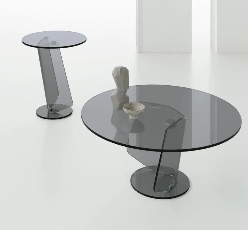 Tavolino da salotto in vetro curvato trasparente Miraggio disponibile in vari colori