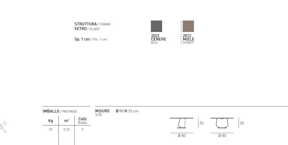Tavolino da salotto in vetro curvato trasparente Miraggio disponibile in vari colori