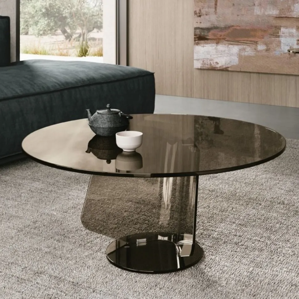 Tavolino da salotto in vetro curvato trasparente Miraggio disponibile in vari colori