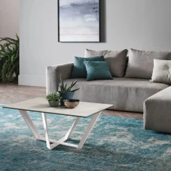 Tavolino Priamo struttura Bianca e piano Arabescato