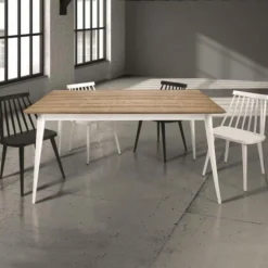 Tavolo allungabile Alin in finitura Bianco e Rovere disponibile in 2 misure
