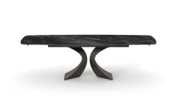 Tavolo Allungabile con base Bronzo e piano in Ceramica Marmo Nero Opaco