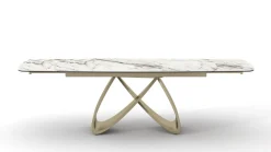 Tavolo allungabile con base Champagne e Piano Ceramica Marmo Opaco in 2 misure