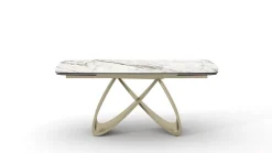 Tavolo allungabile con base Champagne e Piano Ceramica Marmo Opaco in 2 misure