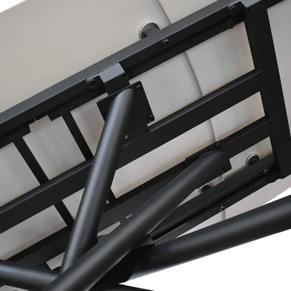 Tavolo Allungabile con base Metallo arrotondata e piano Ceramica Bianco Statuario in 2 misure
