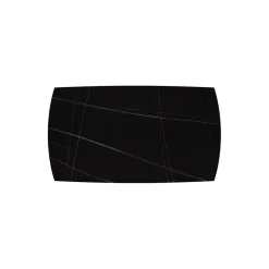 Tavolo Allungabile con base Metallo arrotondata e piano Ceramica Nero Opaco in 2 misure