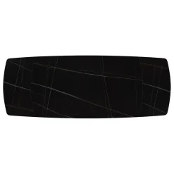 Tavolo Allungabile con base Metallo arrotondata e piano Ceramica Nero Opaco in 2 misure