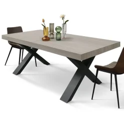 Tavolo allungabile con gambe incrociate Isaak finitura Olmo Perla disponibile in 2 misure