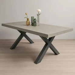 Tavolo allungabile con gambe incrociate Isaak finitura Olmo Perla disponibile in 2 misure