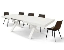 Tavolo allungabile con gambe incrociate Isaak finitura Bianco Frassino disponibile in 2 misure