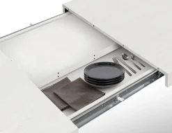 Tavolo allungabile con gambe incrociate Isaak finitura Bianco Frassino disponibile in 2 misure