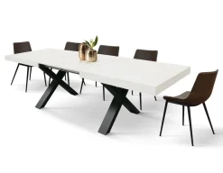 Tavolo allungabile con gambe incrociate Isaak finitura Bianco Frassino disponibile in 2 misure