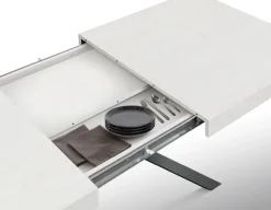 Tavolo allungabile con piano in nobilitato finitura Bianco Frassino Bridge