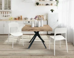 Tavolo allungabile con piano in nobilitato finitura Rovere Rustico Bridge
