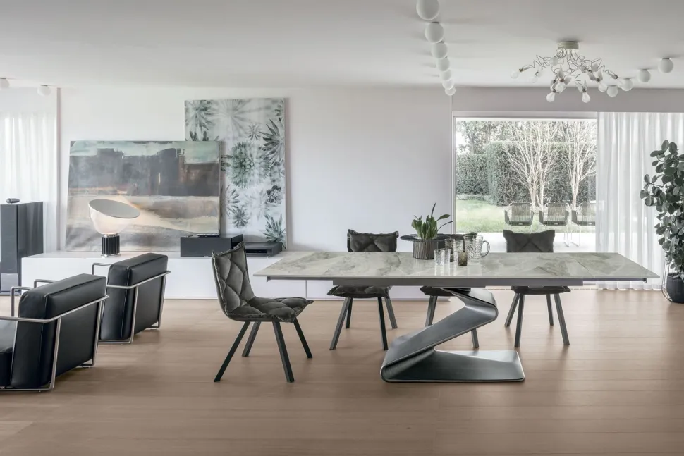 Tavolo allungabile con piano rettangolare in Gres Zed disponibile in vari colori L 180
