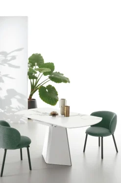 Tavolo allungabile con piano girevole semiautomatico Tay disponibile in vari colori