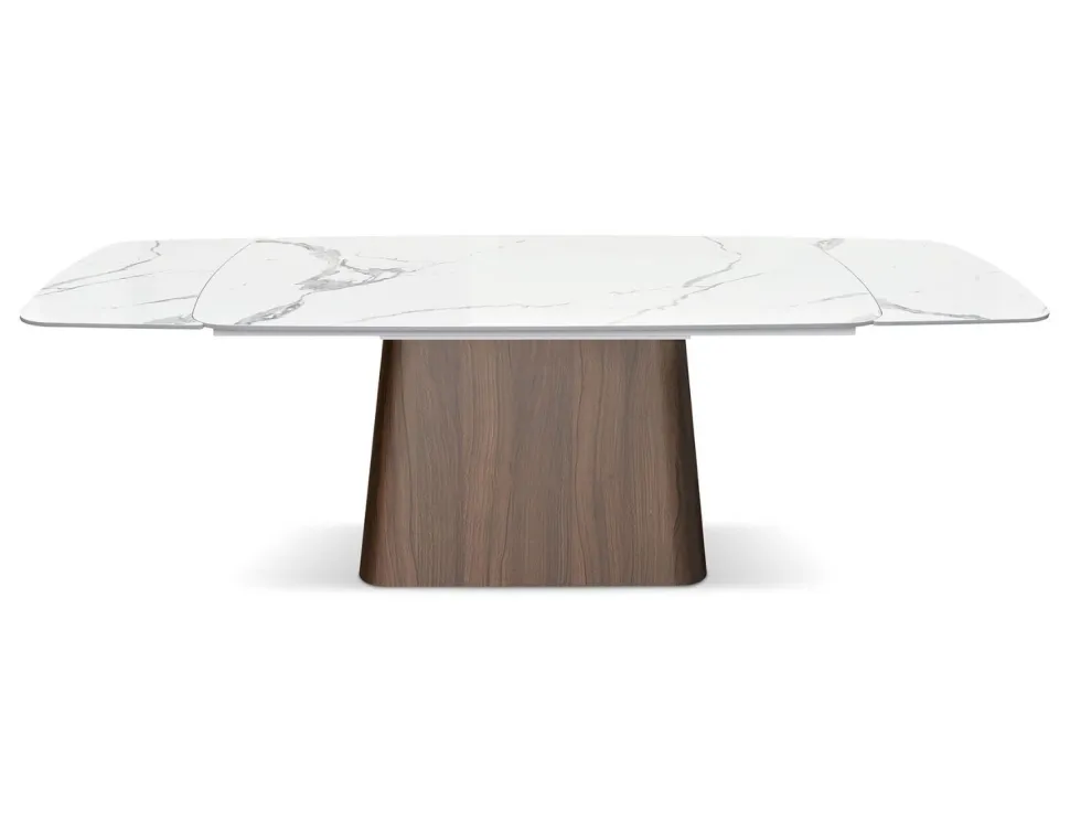 Tavolo allungabile con struttura in metallo e piano in ceramica Emma
