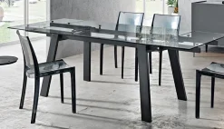 Tavolo allungabile con struttura in metallo e piano in gres porcellanato Giove in finitura Fiordibosco L 160