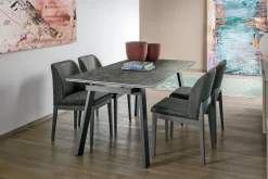 Tavolo allungabile con struttura in metallo e piano in gres porcellanato Giove in finitura Fiordibosco L 160