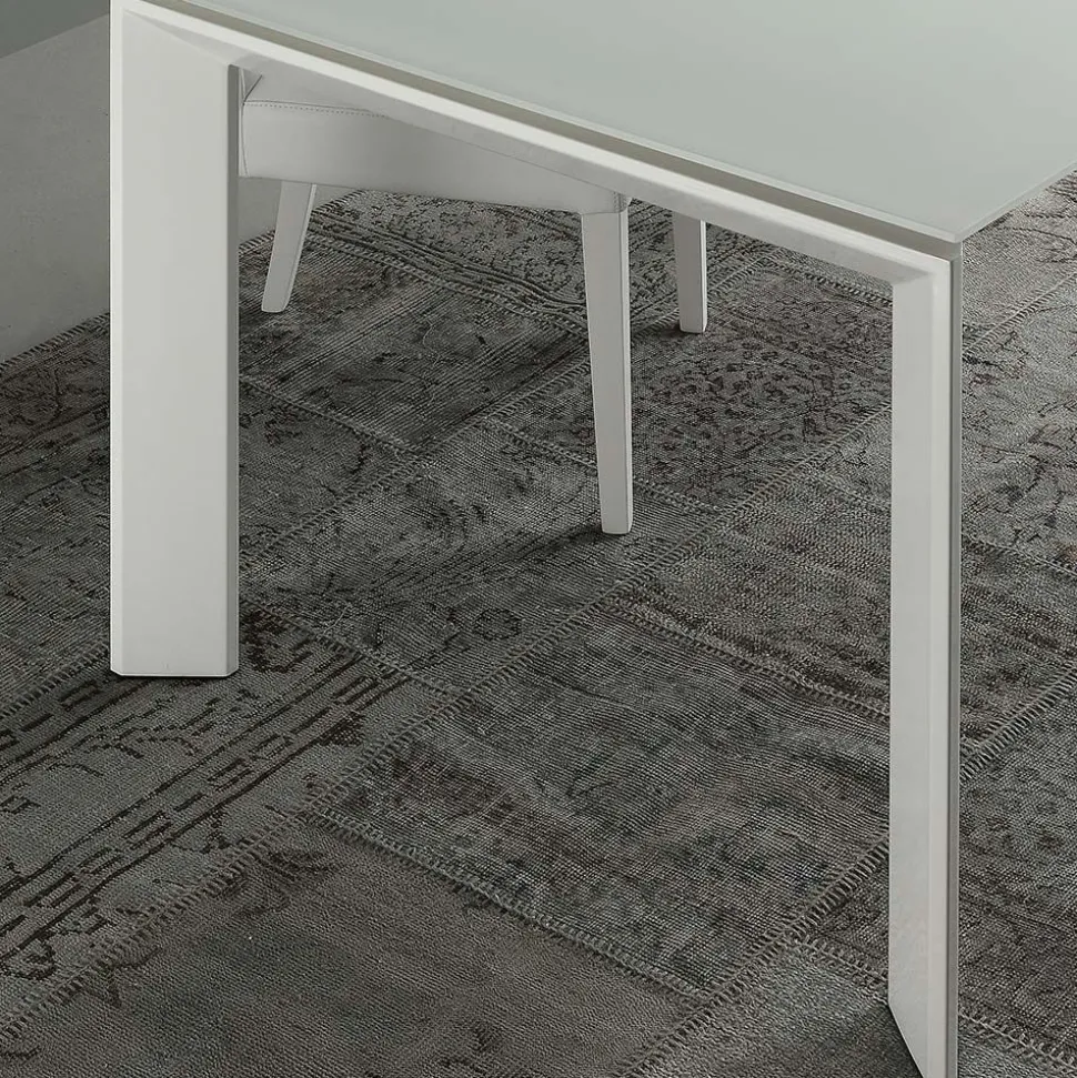 Tavolo allungabile Diamante con piano in Vetro Temperato