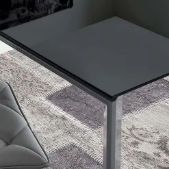 Tavolo allungabile Diamante con piano in Vetro Temperato