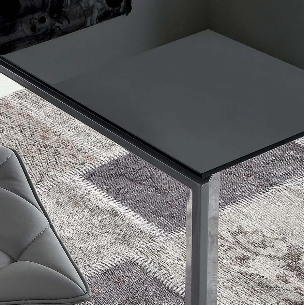 Tavolo allungabile Diamante con piano in Vetro Temperato