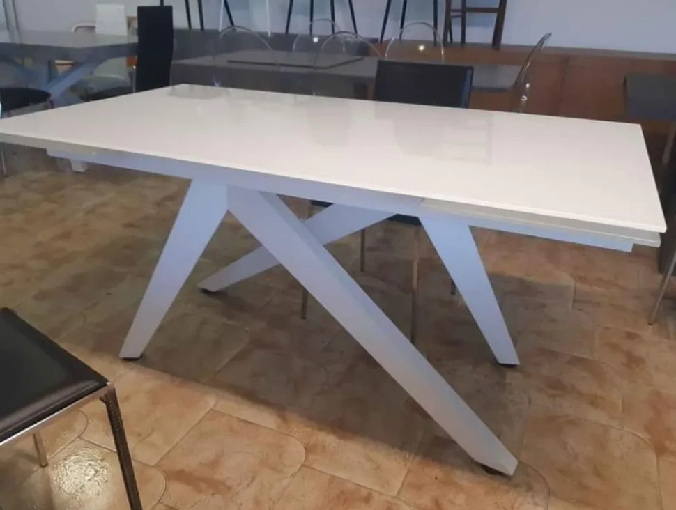 Tavolo allungabile Eco con piano in vetro Bianco