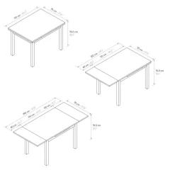 Tavolo allungabile in nobilitato finitura Bianco e Rovere Rustico disponibile in 3 misure