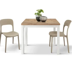 Tavolo allungabile in nobilitato finitura Bianco e Rovere Rustico disponibile in 3 misure