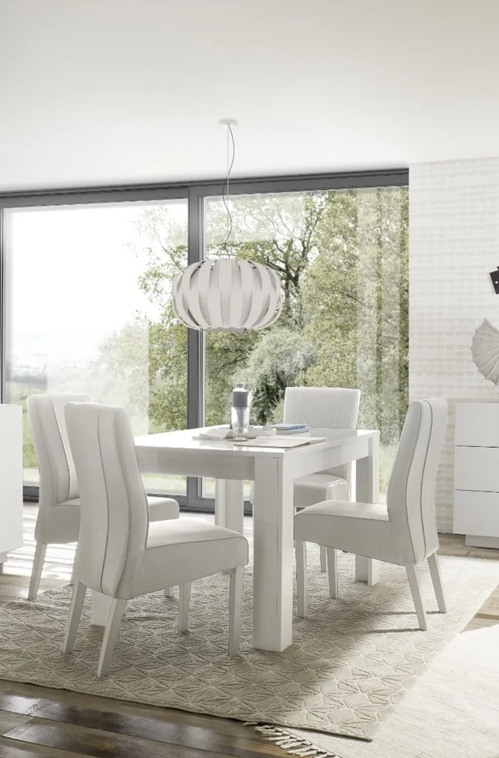 Tavolo allungabile linea Sax in finitura Bianco Lucido