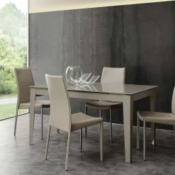 Tavolo allungabile Long Way con piano in Vetro Temperato