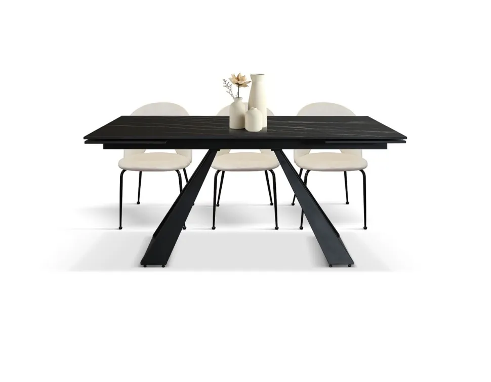 Tavolo Allungabile Moderno Rio con Struttura in Metallo e Piano in Ceramica