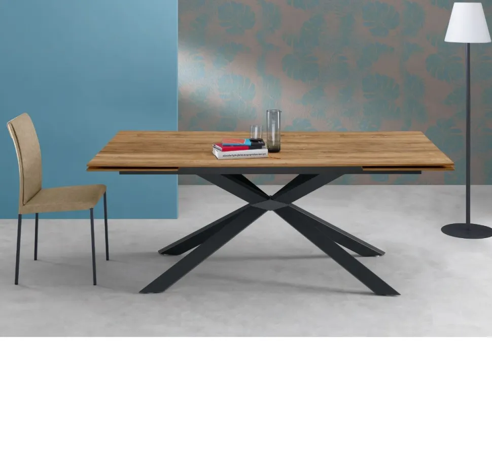 Tavolo allungabile Osaka finitura Rovere Slavonia 160x90 cm con Bordo Svasato 45°