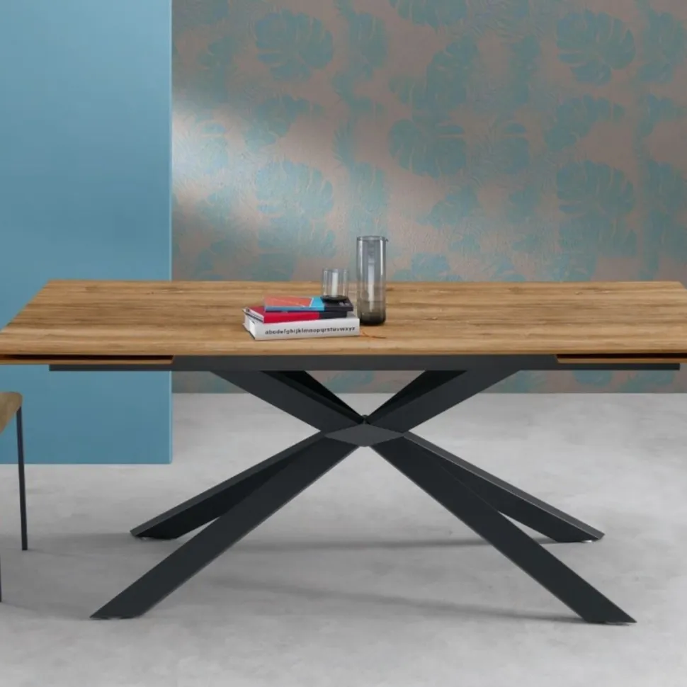 Tavolo allungabile Osaka finitura Rovere Slavonia 160x90 cm con Bordo Svasato 45°