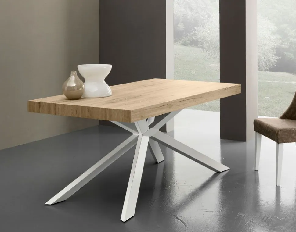 Tavolo allungabile Osaka 160x90 cm bianco e quercia