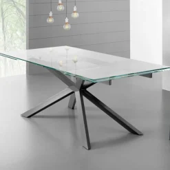 Tavolo allungabile Osaka 160x90 cm piano trasparente