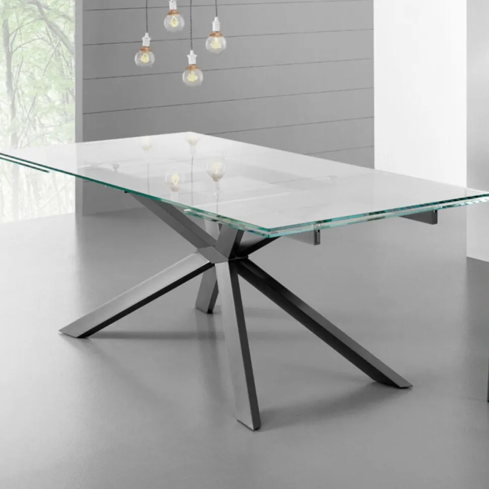 Tavolo allungabile Osaka 160x90 cm piano trasparente