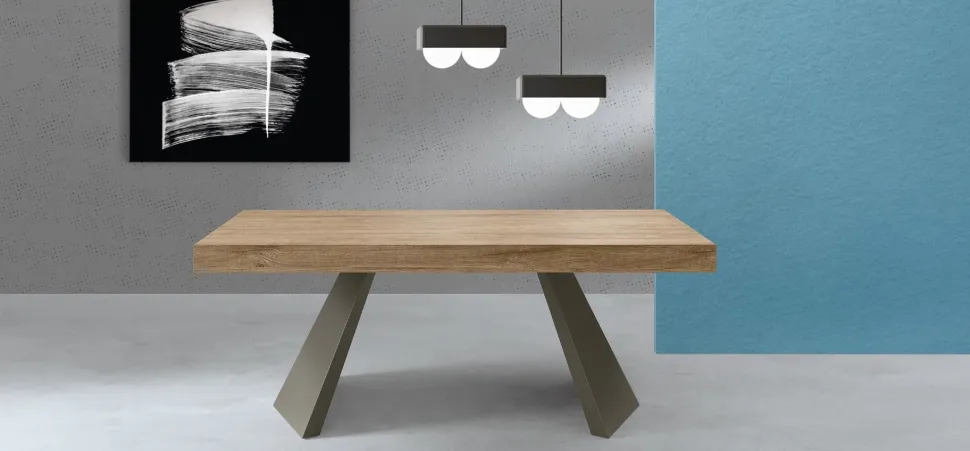 Tavolo allungabile Pechino con piano Folding 140x90 cm colore Tavolato Quercia