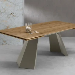 Tavolo allungabile Pechino finitura Tavolato Quercia 160x90 cm con Bordo Svasato 45°