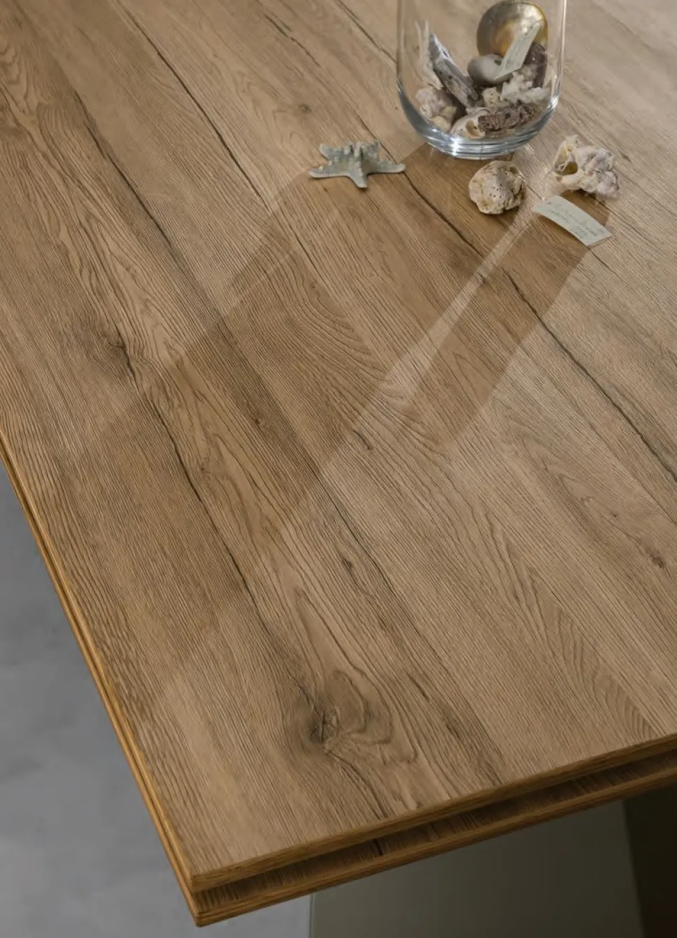 Tavolo allungabile Pechino finitura Tavolato Quercia 160x90 cm con Bordo Svasato 45°