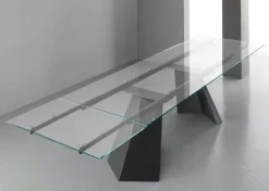 Tavolo allungabile Pechino 160x90 cm Piano in vetro temperato trasparente extrachiaro