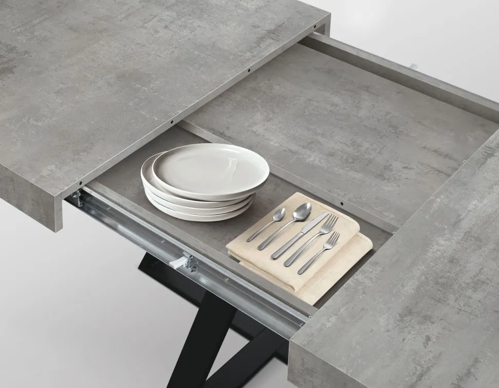 Tavolo allungabile rettangolare con piano in nobilitato disponibile in 3 colori Paxon