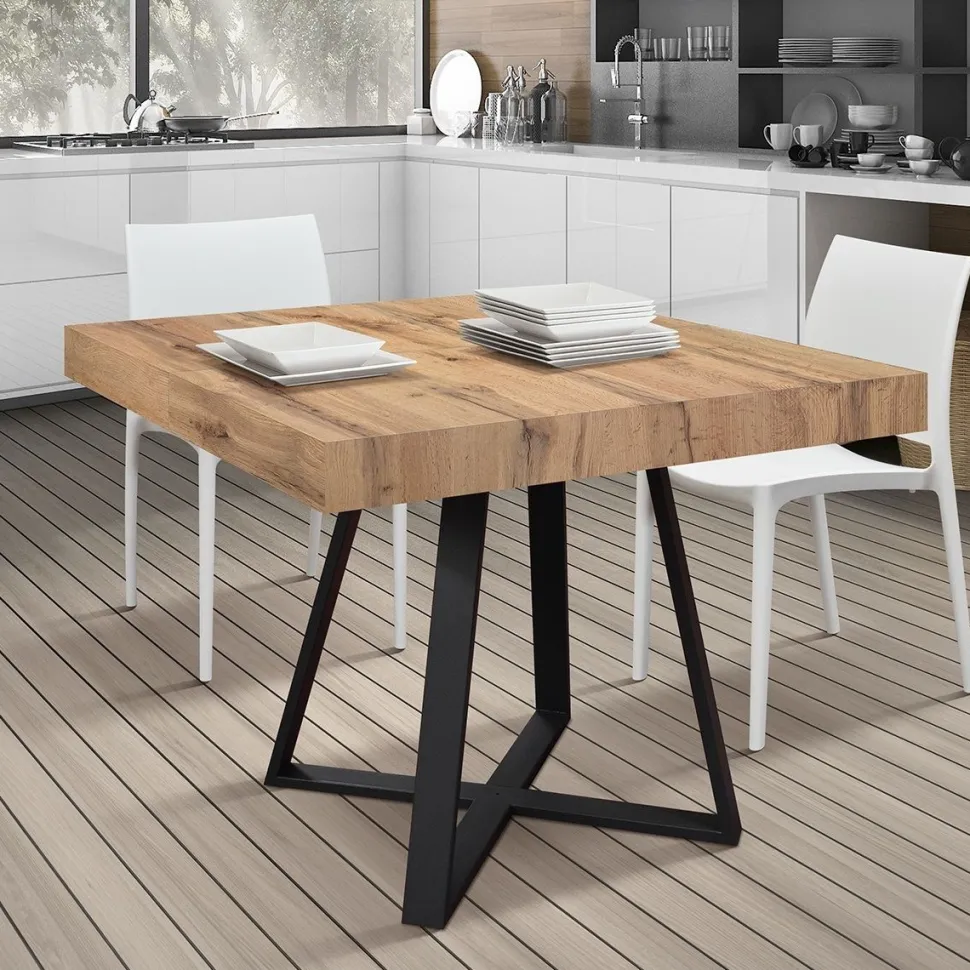 Tavolo allungabile rettangolare con piano in nobilitato disponibile in 3 colori Paxon
