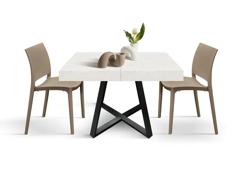 Tavolo allungabile rettangolare con piano in nobilitato disponibile in 3 colori Paxon