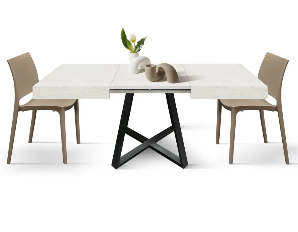Tavolo allungabile rettangolare con piano in nobilitato disponibile in 3 colori Paxon